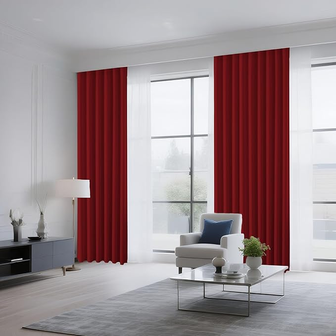 CUCRAF Red Blackout Curtains Customize, Rod Pocket Room Darkening Curtain