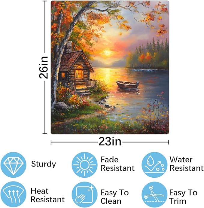 Autumn House Lake Boat Dishwasher Magnet Cover for The Front Magnetic Dishwasher Door Covers Dish Washer Sticker Wrap Home Decorative Appliances Panel Decal Kitchen Decor 23" x 26" (Magnetic)