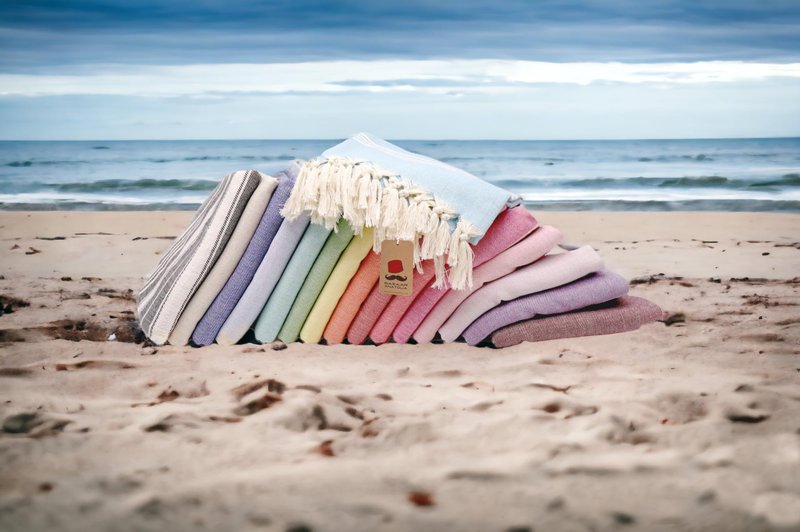 Bazaar Anatolia Turkish Beach Towel – 100% Cotton, Quick Dry, Sand Free Towel for Bathroom, Camping, Travel, Burgundy – Oversized 71x39 Inches – Stripe Mint