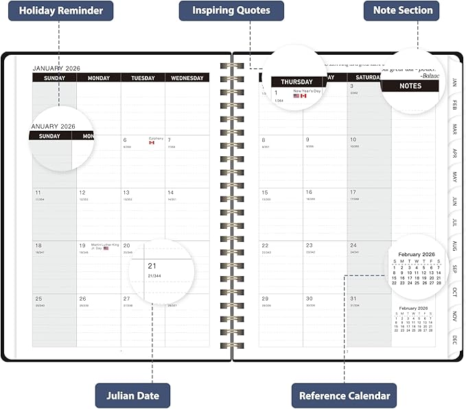 2026 Planner, Weekly and Monthly Calendar Academic Planner, Jan 2026 - Dec 2026, 8.5‘’ x 11'', Planning Agenda Book for Desk Accessories and School Supplies - Letter Size