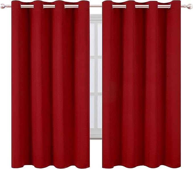 LEMOMO Red Blackout Curtains 66 x 63 Inch Length/Set of 2 Curtain