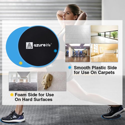 A AZURELIFE Exercise Slider and Premium Durable Stretch Strap with Loops