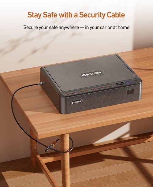 BILLCONCH Biometric Gun Safe - Quick Access Pistol Safe with LCD & Voice Guide for Home or Car