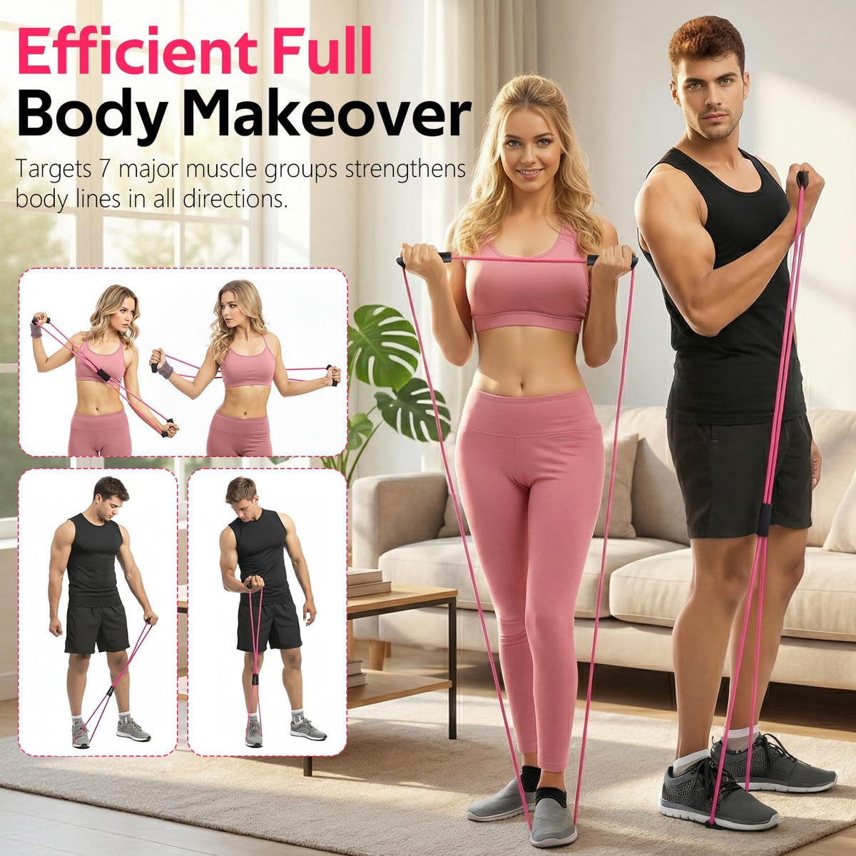 RENRANRING Figure 8 Resistance Bands - Set of 3 Exercise Tubes for Arm & Shoulder Stretching
