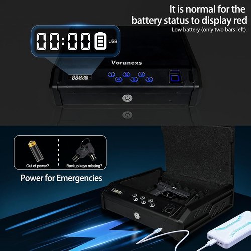 gun safe，with 3 Quick-Access Fingerprint，Passcode，Key.with LCD Display，with Pistol Safe Handgun Safe, Hand Gun Lock Box for Home Drawer Car Bedside Nightstand