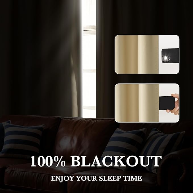 RYB HOME 100% Blackout RV Camper Curtains, Thermal Insulated Total Room