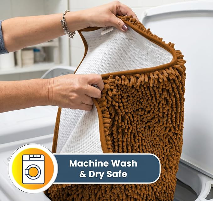 Muddy Mat® | Super Water Absorbent Door Mat Indoor, Microfiber Quick Dry Chenille Entryway Rug, Slip Resistant Front Door Mat, Indoor Mats for Entryway, Machine Washable Pet Rug, Amber 24" x 72"