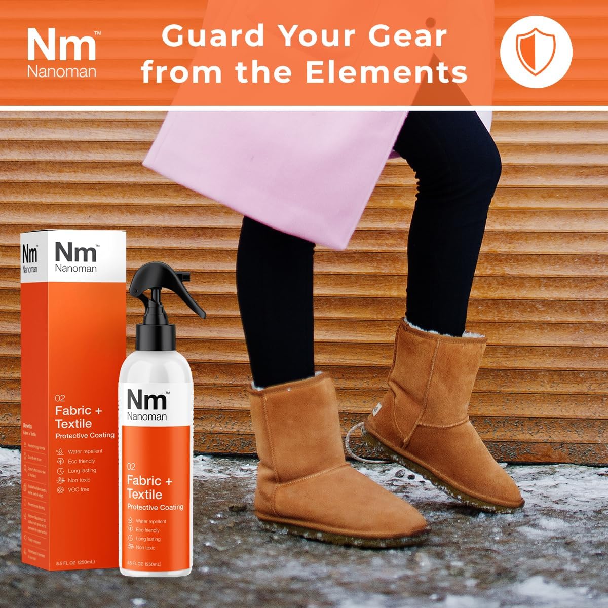 NANOMAN Fabric Waterproof Spray – Protects Shoes, Fabric, Suede, Leather & More. Eco-Friendly, PFAS-Free, and Alcohol-Free Formula.
