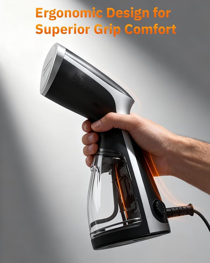 OGHom Portable Travel Handheld Steamer for Clothes, Garment Wrinkle Remover, 1000W Strong Penetrating Fabric Steamer, for Home, Office, Travel (ONLY FOR 120V) - Black