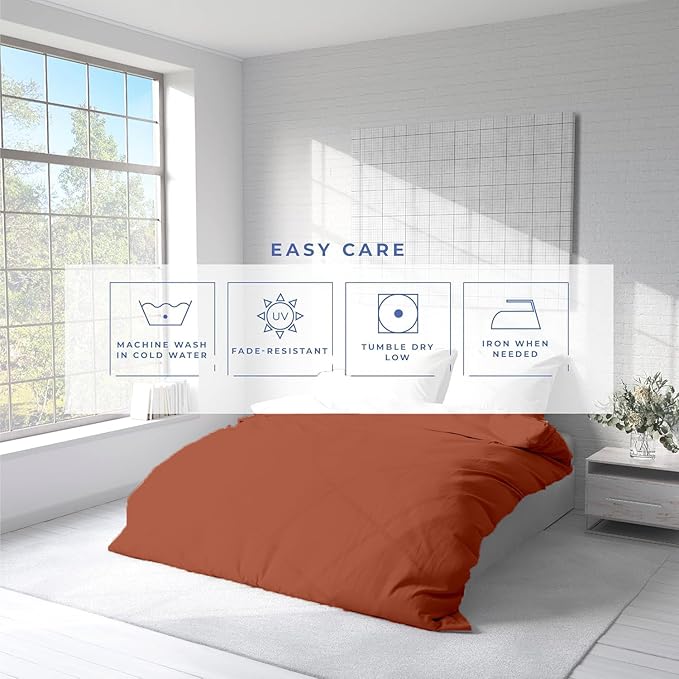 Kotton Culture 1 Pc California King Size Duvet Cover Only -100% Egyptian Cotton Sateen 600 Thread Count Ultra Soft Premium Durable Comforter Cover Zipper Closure & Corner Ties (Burnt Orange,104"x98")