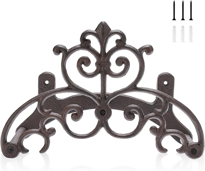 OwnMy Cast Iron Garden Hose Holder Heavy Duty Wall Mount Water Hose Reels Holder, Decorative Water Hose Hanger Garden Hose Storage Organizer Rack for Outdoor Lawn Yard, 11.5"L x 6.3"W x 7.5"H