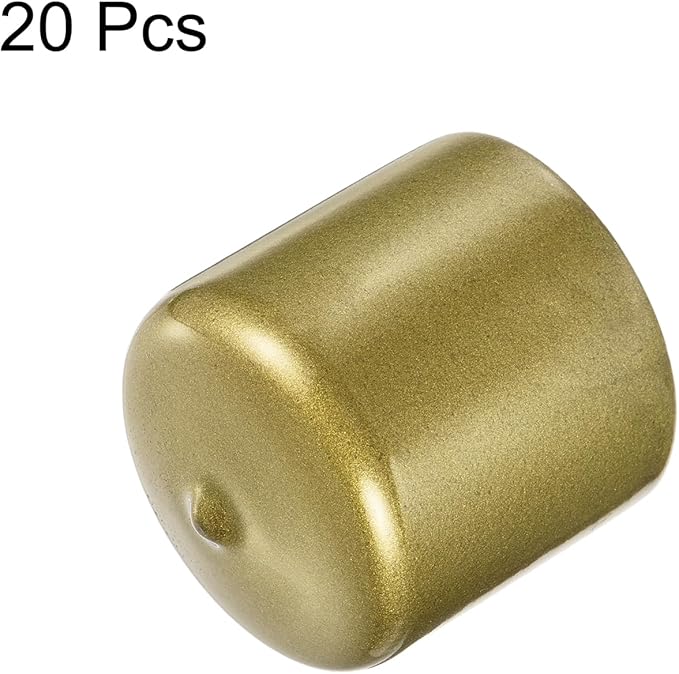 uxcell 20pcs Rubber End Caps 40mm ID Vinyl Round Tube Bolt Cap Cover Thread Protectors Gold