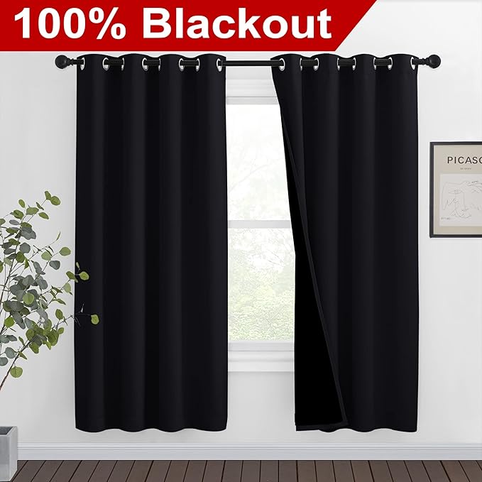 NICETOWN High-End Thermal Curtains, Full Blackout Curtains 72 Inches Long