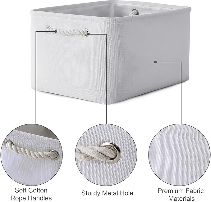 TheWarmHome Fabric Storage Bin, Large 1 Pack 15.7L*11.8W*8.3H Storage Basket for Home Storage and Organization, Shelf Basket with Cover for Living Room Bedroom Closet???White