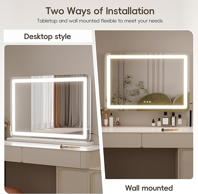 ZL ZELing Vanity Mirror with Lights, LED Makeup Mirror, Dimmable 3-Color