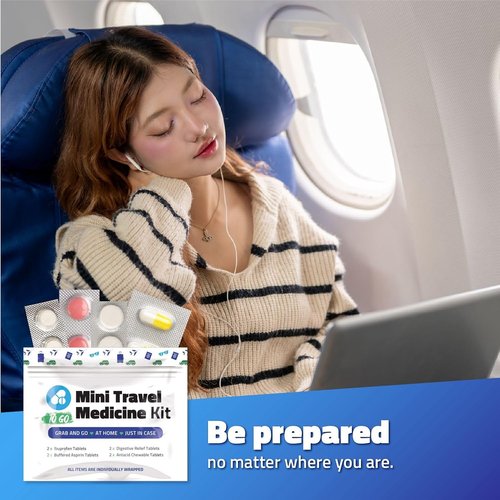 Mini Travel Medicine Kit - Compact Variety Pack of OTC First Aid Packets for Emergencies | Red