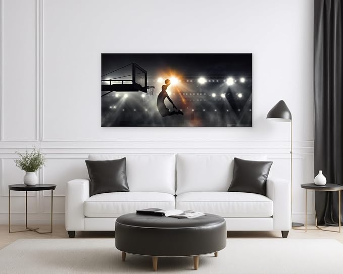 Muolunna BK06662 Basketball Sports Canvas Wall Art Picture 1 Panel Sports Painting Art Prints For Living Room Boys Room Office Wall Decor Artwork