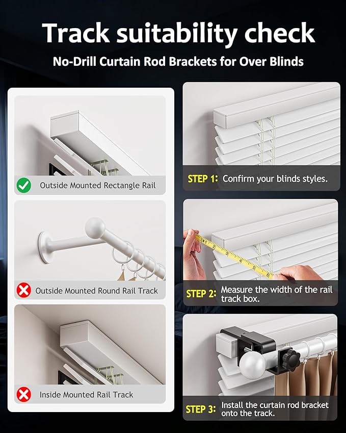 Mimiio No Drill Curtain Rod Brackets