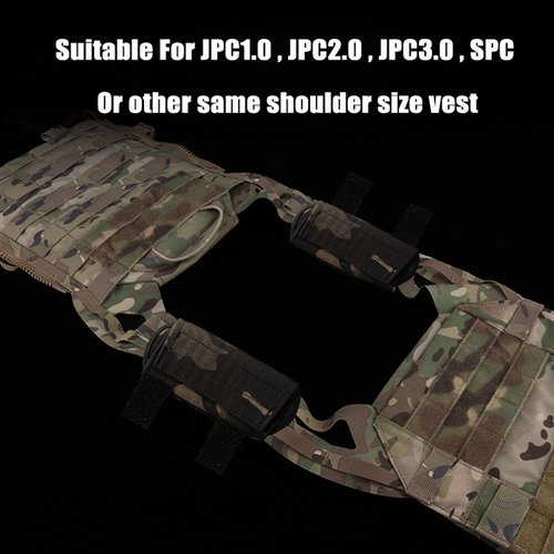 Plate Carrier Shoulder Pads, 2 Pack Tactical Vest Shoulder Pads Strap Cushion Vest Accessories Shoulder Pads Soft Mesh Pads for FCPC JPC Vests Sling Bags (Black Camo)