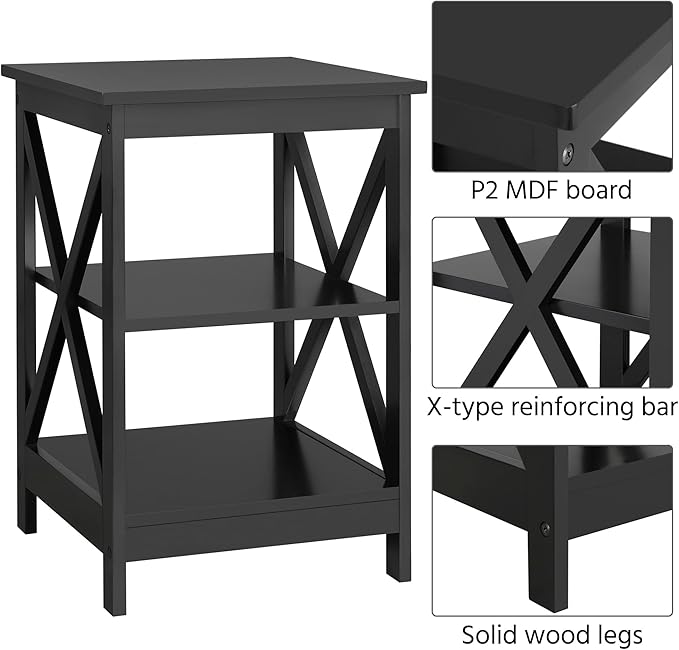 Yaheetech Modern Living Room 3 Pieces Table Sets, Lift Top Coffee Table and End Table Sets for Home and Office, Easy Assembly Accent Furniture with Hidden Compartment and Open Storage Shelf, Black