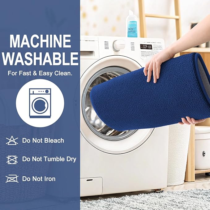 OLANLY Thick Memory Foam Bath Mat Rug 50x30, Extra Soft Absorbent Bathroom Rug, Quick Dry Bath Mats, Non-Slip, Machine Washable Carpet for Bathroom, Tub and Shower, Home Decor Accessories, Navy