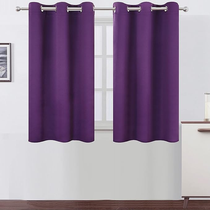 LEMOMO Purple Blackout Curtains 34 x 54 Inch Length/Set of 2 Curtain