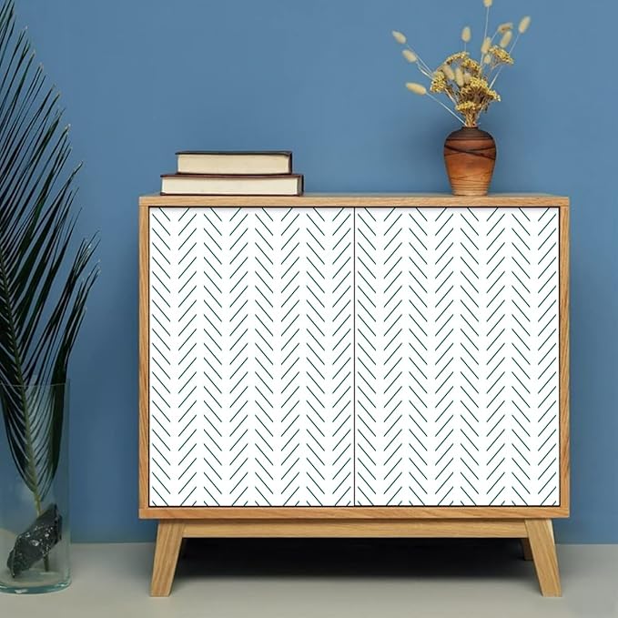 Erfoni Green and White Peel and Stick Wallpaper Herringbone Contact Paper