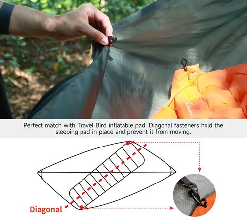 NomadNest 11ft Camping Hammock with Net and Ridge Rope, Detachable Full-Open Mesh, Lightweight Portable Hammocks for Camping Hiking Backpacking