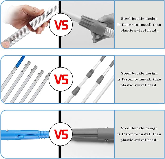 Water Fed Pole Kit Adjustable Solar Panel Cleaning Kit Cleaner Tool for Window Glass Roof Outdoor Glass Brush Window Washing Equipment (30FT)