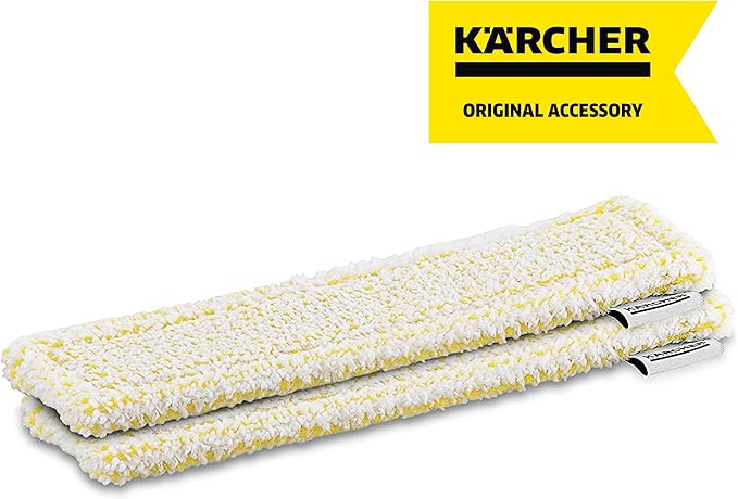 K??rcher WV Window Pads for Indoor Use - Microfiber Window Cloths - Compatible with WV 1 and WV 6 Electric Window Vacuum Squeegees - 2 Pack