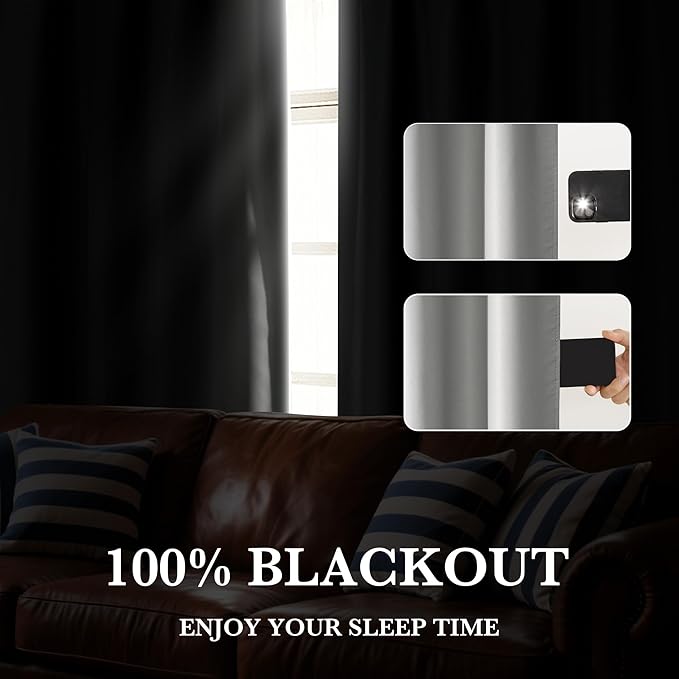 RYB HOME 100% Blackout Short Curtains