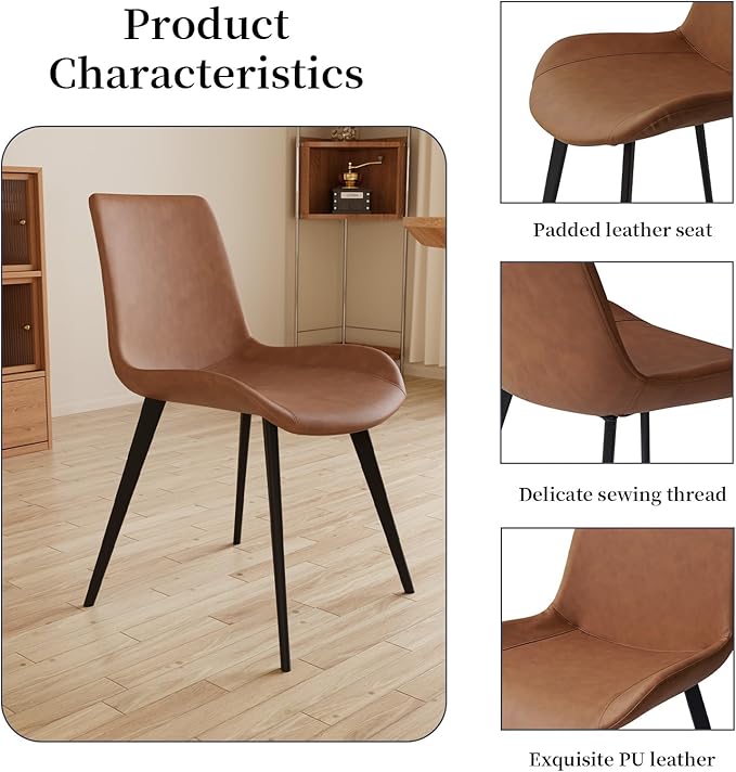 63"- 78.7" Extendable Dining Table with 6 Brown Dining Chairs, Modern Kitchen Table Set for 6, Thickened Expandable MDF Wooden Table with Metal Legs for Dining Room, Kitchen, Home