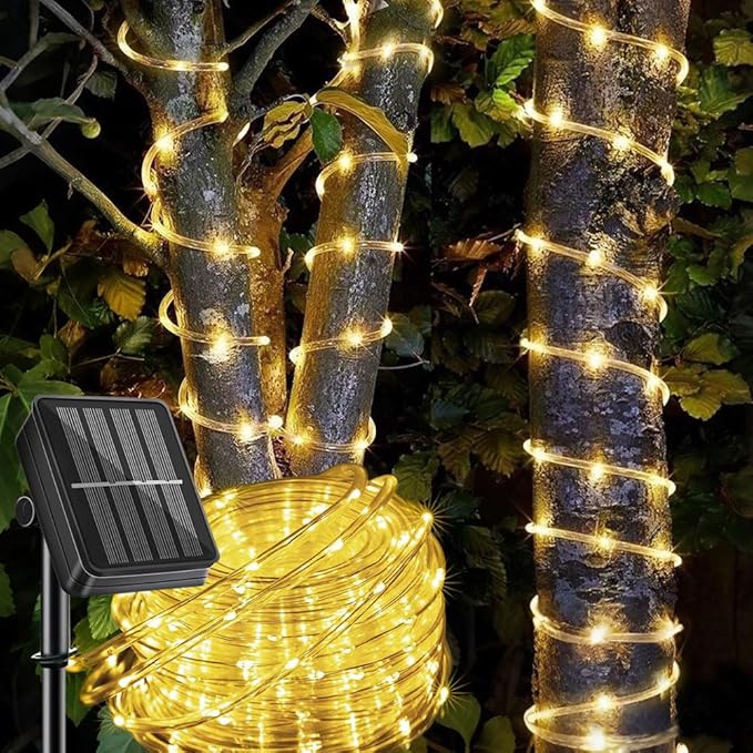 LairtPOW Solar Rope Light Waterproof IP65 39FT 100LEDs Outdoor LED ‎Solar Outdoor Lights for Party Garden Yard Home Wedding Christmas Halloween Holiday Tree Decoration Lighting