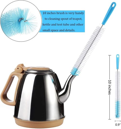 ALINK 8-Pack Bottle Cleaning Brush Set - Long Handle Bottle Cleaner for Washing Narrow Wine/Beer Bottle, Thermos, Hummingbird Feeder, Sport Well, Plus Kettle/Straw Brush