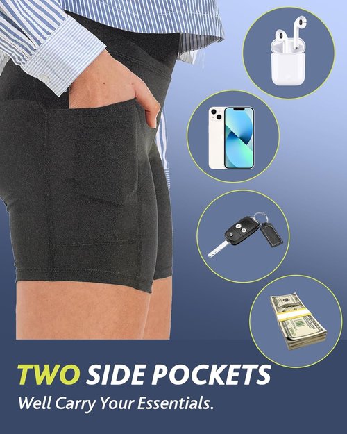CAMPSNAIL Biker Shorts for Women - High Waisted Spandex with Pockets | Tummy Control Gym & Yoga Shorts