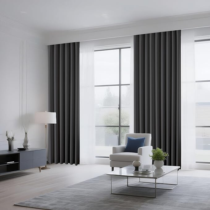 CUCRAF Dark Grey Blackout Curtains Customize, Rod Pocket Room Darkening Curtain