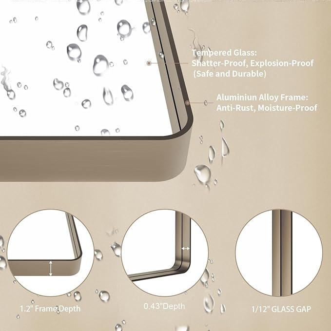 LOAAO 72”X32” Bronze Bathroom Mirrors