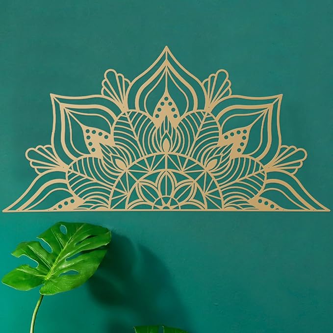 ESTART Large Metal Mandala Wall Art, Unique Lotus Flower Wall Decor for Living Room Bedroom Office and Home Indoor and Outdoor Decoration (Gold)
