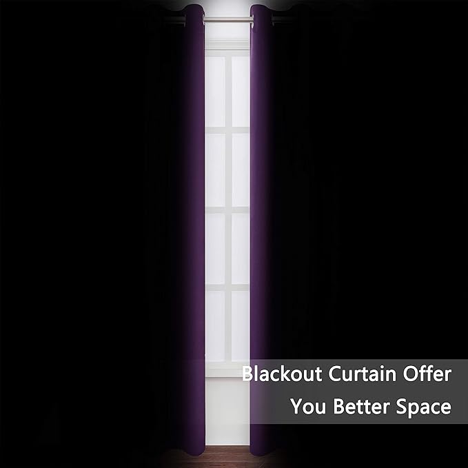 LEMOMO Blackout Curtains 66 x 84 inch/Purple Curtains Set of 2 Panels/Thermal