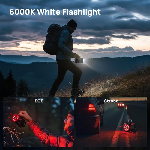 Consciot LED Camping Lantern - 2-Pack USB C Rechargeable & Battery Powered | Emergency Light with Flashlight & Magnetic Base - Black