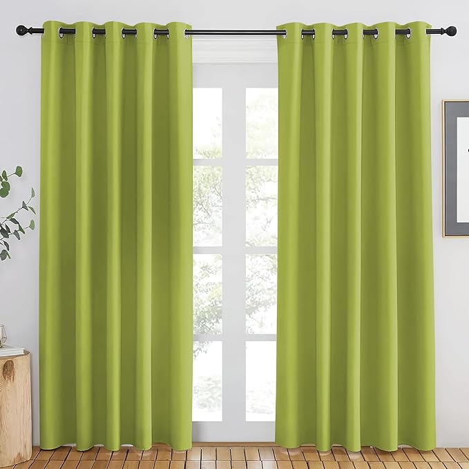 NICETOWN Fresh Green Blackout Curtains 84 inch Length, Grommet Top Room