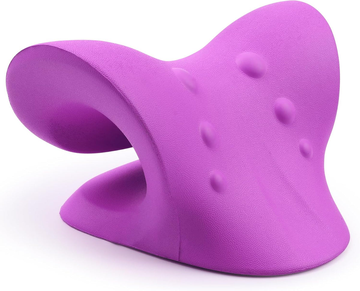 RESTCLOUD Neck and Shoulder Relaxer - Cervical Traction Device for TMJ Pain Relief | Chiropractic Pillow (Purple)