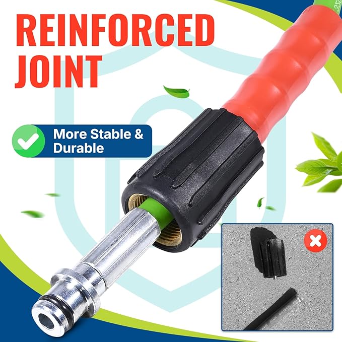 YAMATIC Flexible Pressure Washer Hose 25FT 1/4", 3200 PSI, M22-14mm Female Ends, Kink-Resistant Replacement for Gas/Electric Power Washer Troy-Bilt Ryobi Craftsman