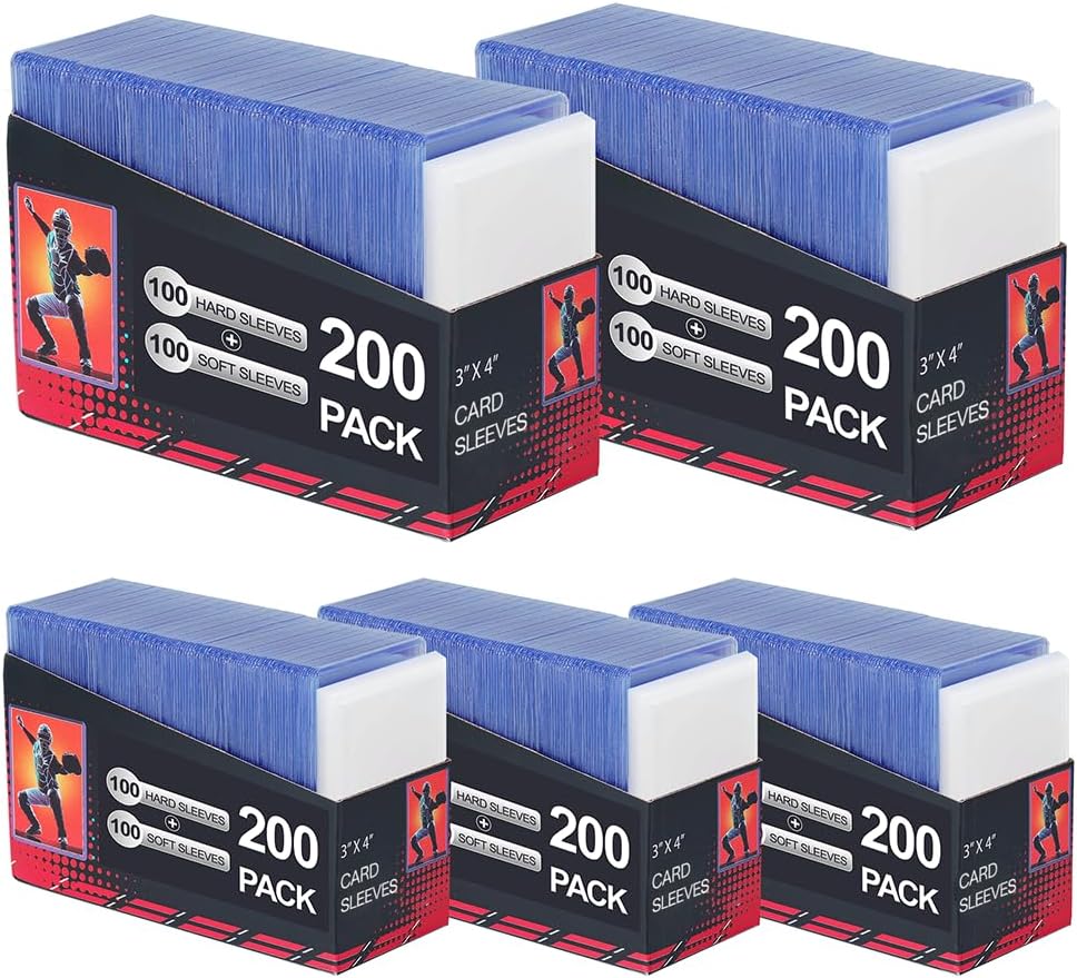 Skiennix 1000 Card Sleeves - Clear Hard Plastic Protectors for Trading Cards | 3" x 4" Size