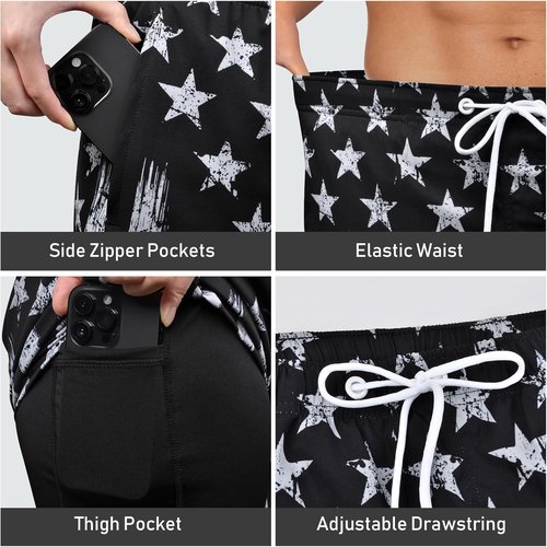 MaciRept Men's Swim Trunks - Quick Dry Board Shorts with Compression Liner | Stylish Beach Swimwear