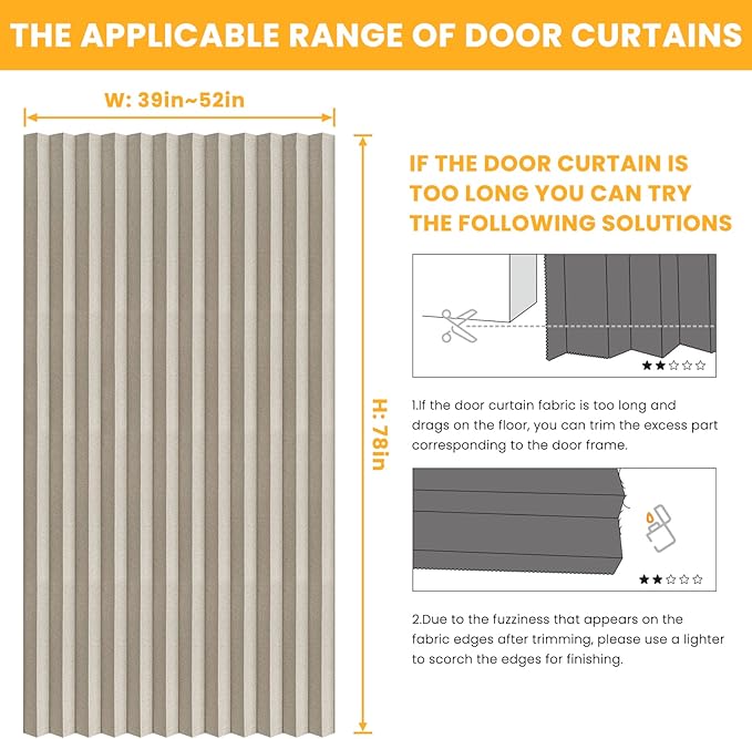AJAZZ 100% Blackout Magnetic Door Curtain Accordion Doors Interior Accordion