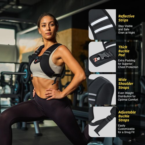 ZELUS Weighted Vest, Z-Fit Weighted Vest for Women and Men, 10 lb Weight Vest with Reflective Stripes & Adjustable Straps, Ultra Thin Weight Vest for Home Gym Strength Training Weight Loss Workout