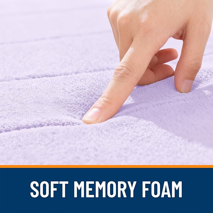 OLANLY Memory Foam Long Bathroom Rugs Runner 59x20, Super Soft Absorbent Bath Mat, Quick Dry, Machine Washable Shower Floor Rugs, Bathmat Carpet, Bathroom Home Decor Accessories, Lavender
