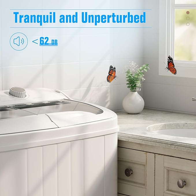 SUNCROWN Portable Washing Machine 17.6lbs, Compact Twin Tub Semi Automatic Washer, Energy-Saving Mini Laundry Combo with Extended Drain Hose & Pump for Apartments, RV, Dorms, White & Grey