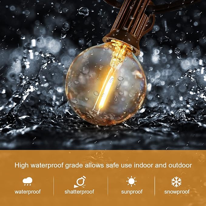 HISTAR 48Ft Patio Lights Outdoor Waterproof 24+2 Edison Bulbs for Garden, Porch, Backyard, Balcony, Bistro, Cafe Lights Decor